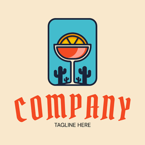 Cocktail logo with cactus on beige - Abstracto