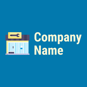Repair services logo on a Cerulean background - Bau & Werkzeuge