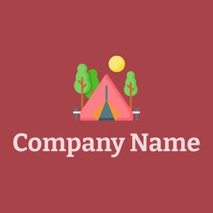 Camping logo on a Roof Terracotta background - Abstrait