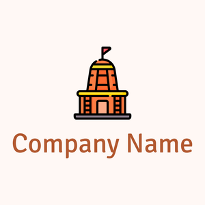 Orange Temple logo on a Seashell background - Abstrait