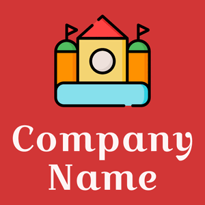 Bouncy castle logo on a Persian Red background - Enfant & Garderie