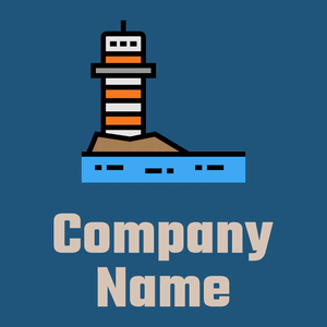 Lighthouse logo on a Bahama Blue background - Domaine de l'architechture