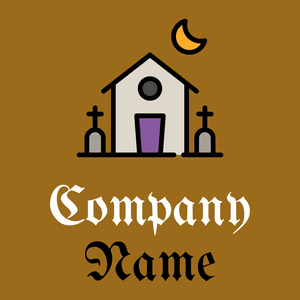 Haunted house logo on a Golden Brown background - Architectural