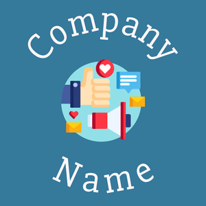 Digital campaign logo on a Lochmara background - Negócios & Consultoria