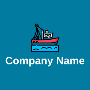 Fishing boat on a Cerulean background - Alimentos & Bebidas