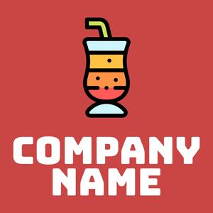 Cocktail drink logo on a Dark Coral background - Alimentos & Bebidas