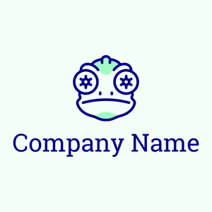 Dark Blue Chameleon on a Mint Cream background - Animais e Pets