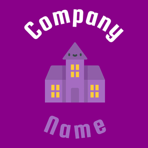 Haunted house logo on a Dark Magenta background - Arquitetura