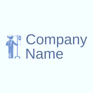 Man in hospital with injured head arm an leg logo on a Azure background - Hospital & Farmácia