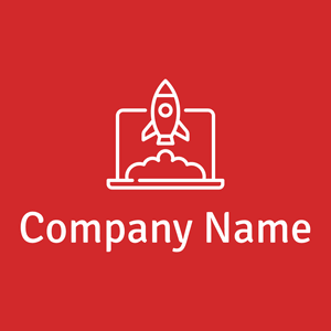 Rocket logo on a Persian Red background - Abstracto