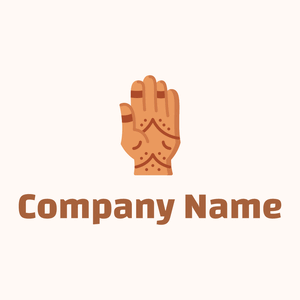 Henna painted hand logo on a Seashell background - Religione