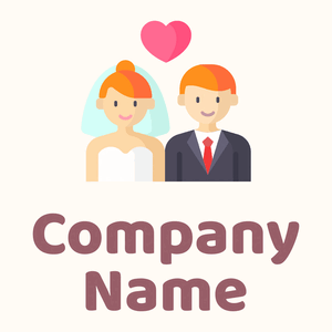 Wedding couple logo on a Floral White background - Abstrait