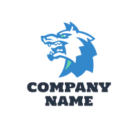 Blue Wolf Head Logo - Sports