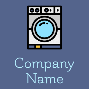 Washing machine logo on a Kashmir Blue background - Limpeza & Manutenção