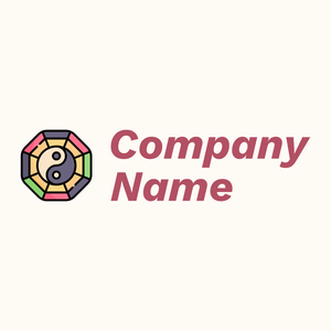 Bagua mirror logo on a Floral White background - Abstrait
