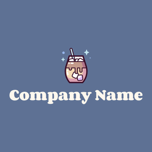 Iced coffee logo on a Waikawa Grey background - Comida & Bebida