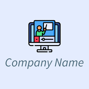 Online lesson logo on a Alice Blue background - Ordinateur