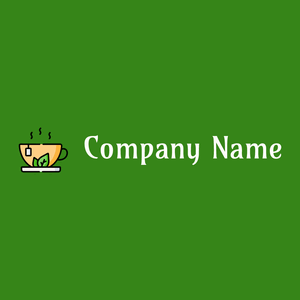 Herbal tea logo on a Forest Green background - Floral