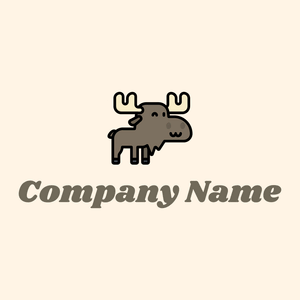 Big Head Outlined Moose on a Floral White background - Tiere & Haustiere