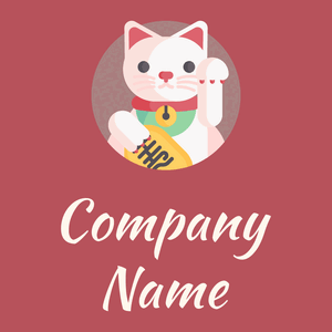 Maneki neko logo on a Blush background - Abstrait