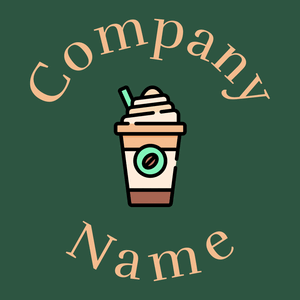 Iced coffee logo on a Te Papa Green background - Alimentos & Bebidas