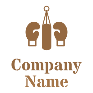 Kickboxing gloves and hanging weight sack logo on a White background - Sports