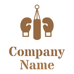 Kickboxing gloves and hanging weight sack logo on a White background - Domaine sportif