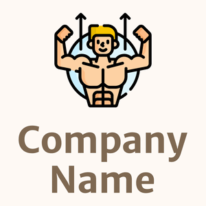 Muscle Man logo on a Seashell background - Hospital & Farmácia