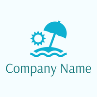 Sun umbrella logo on a Azure background - Travel & Hotel