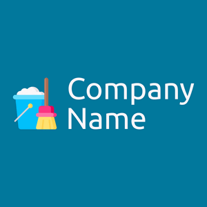 Housekeeping logo on a Cerulean background - Limpieza & Mantenimiento