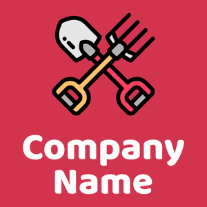 Gardening tools logo on a Brick Red background - Florale