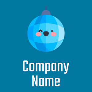 Deep Sky Blue Disco ball on a Cerulean background - Arte & Entretenimiento
