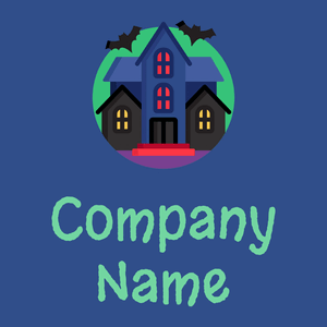 Haunted house logo on a Fun Blue background - Architettura