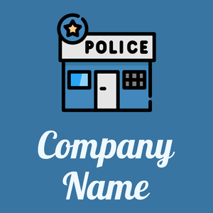 Police station logo on a Lochmara background - Seguridad