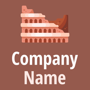 Light Coral Colosseum on a Copper Rust background - Abstract