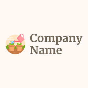 Watering plants logo on a Seashell background - Florale