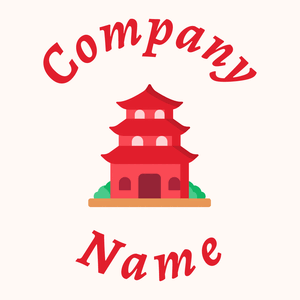 Red Temple logo on a Seashell background - Abstracto
