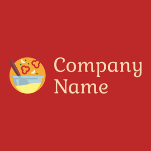 Cooking logo on a Fire Brick background - Comida & Bebida