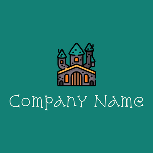 Haunted house logo on a Deep Sea background - Domaine de l'architechture