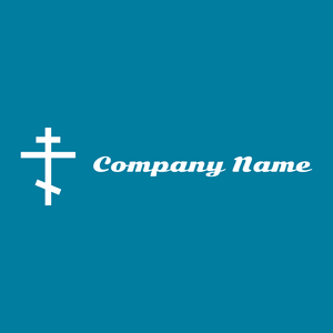 Orthodox cross logo on a Cerulean background - Abstract