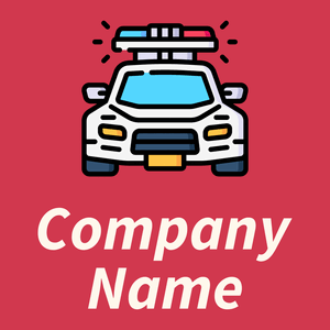 Police car logo on a Brick Red background - Seguridad