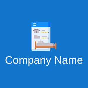 Blue accommodation logo on a blue background - Viajes & Hoteles