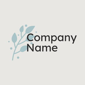 Logo of a blue stem with leaves on beige - Floral
