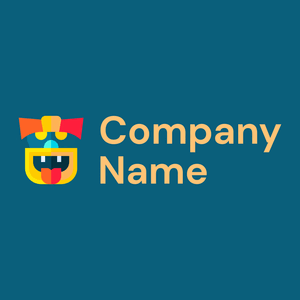 Tiki mask logo on a Dark Cerulean background - Abstrait