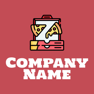 Pizza box logo on a Fuzzy Wuzzy Brown background - Alimentos & Bebidas