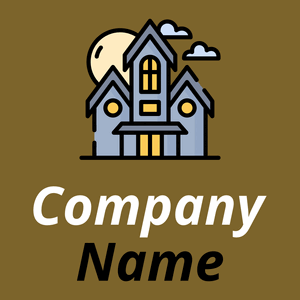 Haunted house logo on a Hot Curry background - Domaine de l'architechture