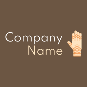 Henna painted hand logo on a Tobacco Brown background - Religión
