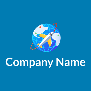 Airplane logo on a Cerulean background - Reizen & Hotel