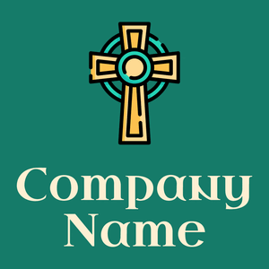 Celtic cross logo on a green background - Religious