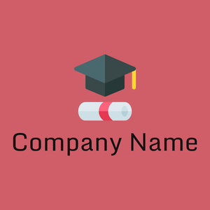 Mortarboard and diploma logo on Red background - Educación